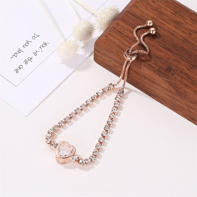 Wholesale Heart Zircon Copper Bracelet