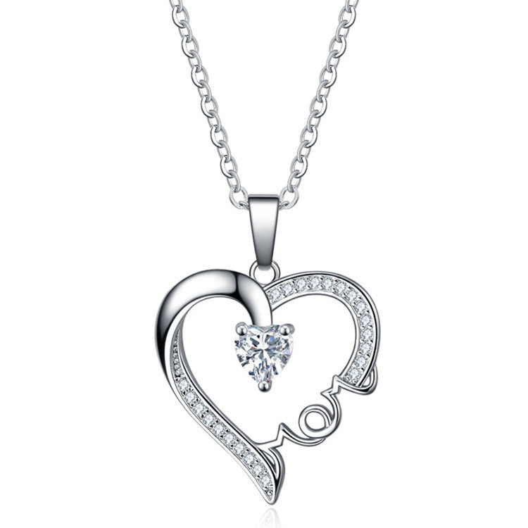 Wholesale Mother's Day Mom Color-separated Heart-shaped Necklace