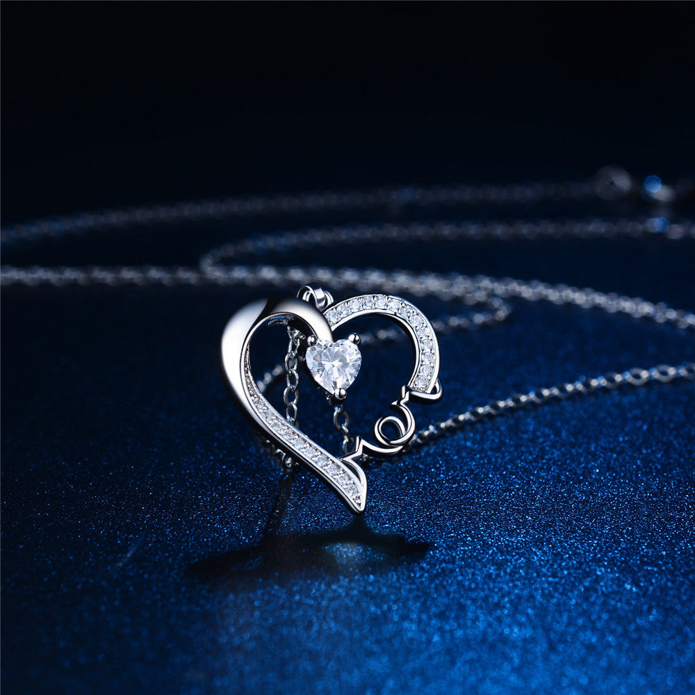 Wholesale Mother's Day Mom Color-separated Heart-shaped Necklace