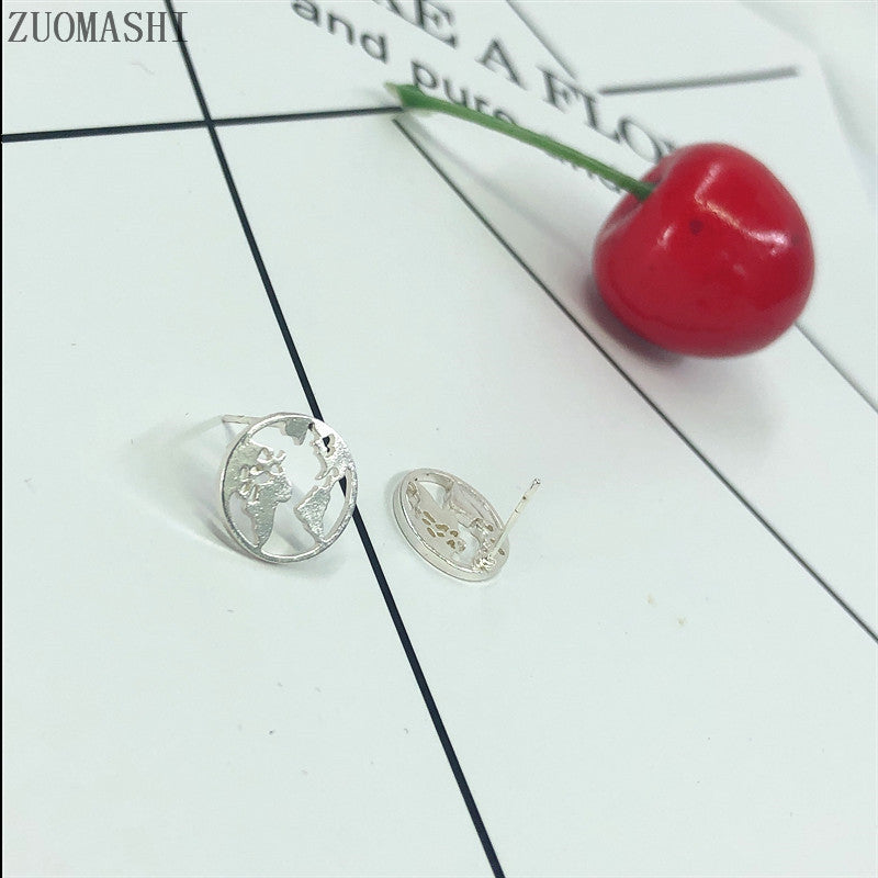 Wholesale World Map Alloy Ear Studs