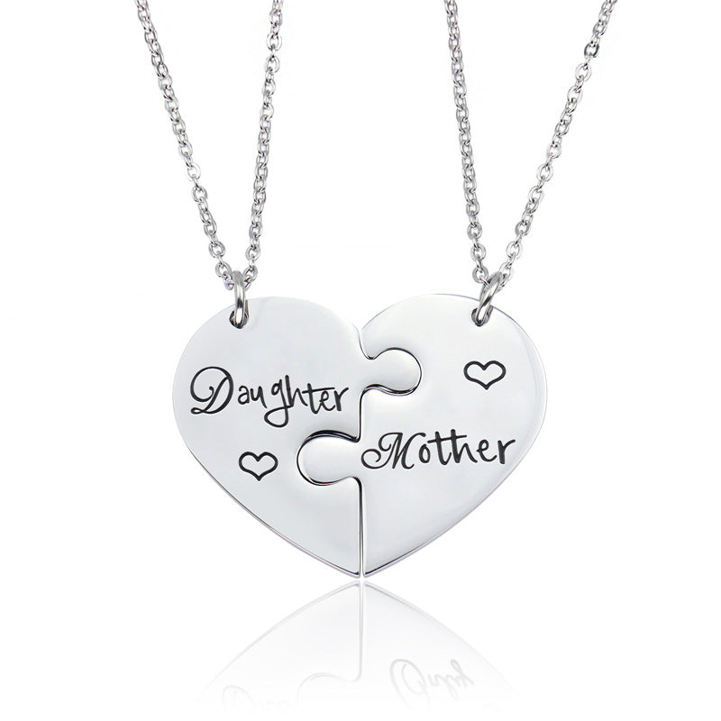 Wholesale Titanium Steel Mother's Day Gift "Mom, Daughter" Necklace