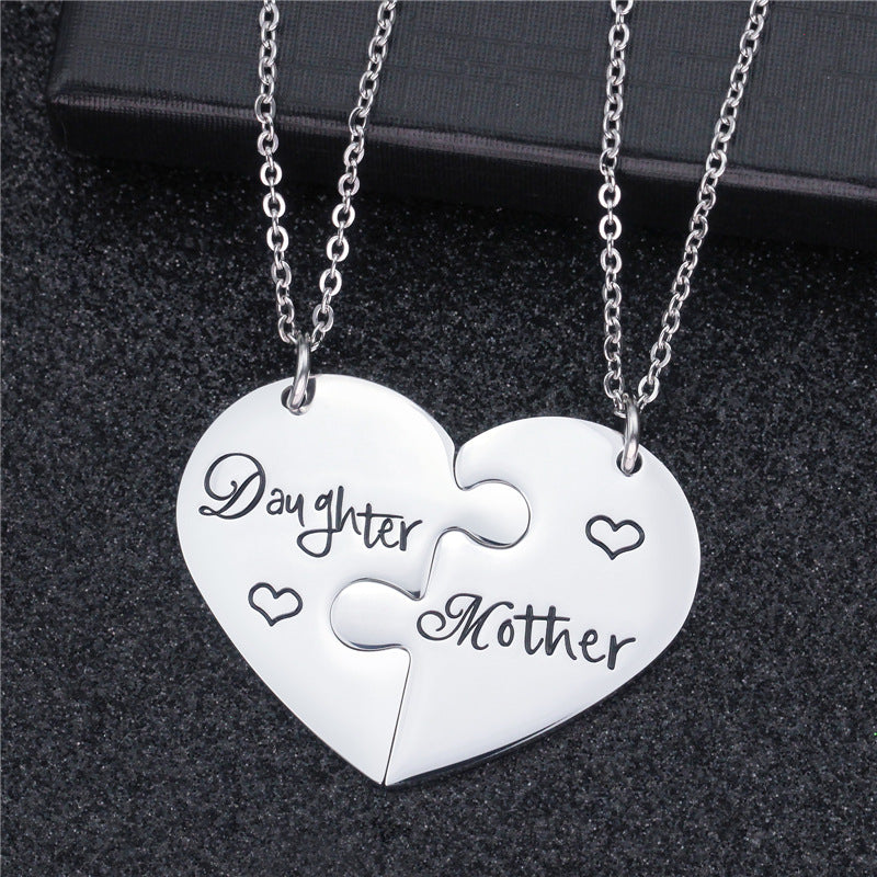 Wholesale Titanium Steel Mother's Day Gift "Mom, Daughter" Necklace