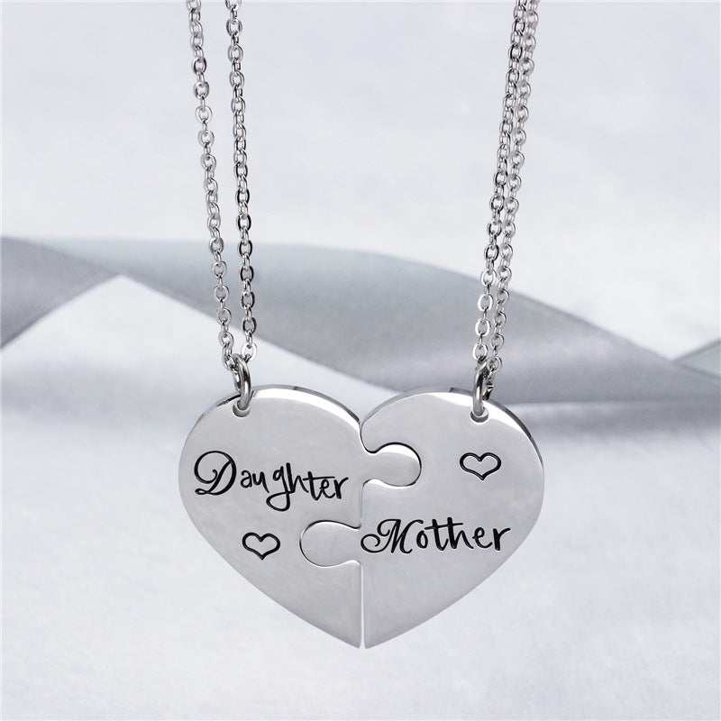 Wholesale Titanium Steel Mother's Day Gift "Mom, Daughter" Necklace