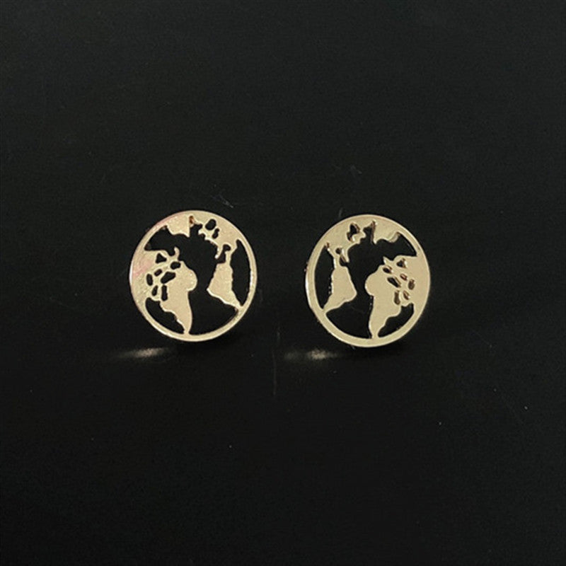 Wholesale World Map Alloy Ear Studs
