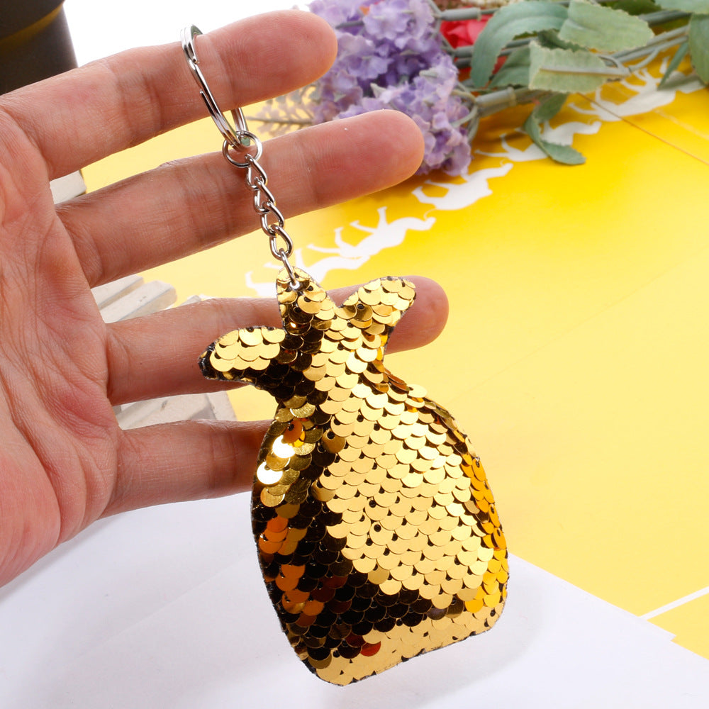 Wholesale Sequined Pineapple Metal Keychains