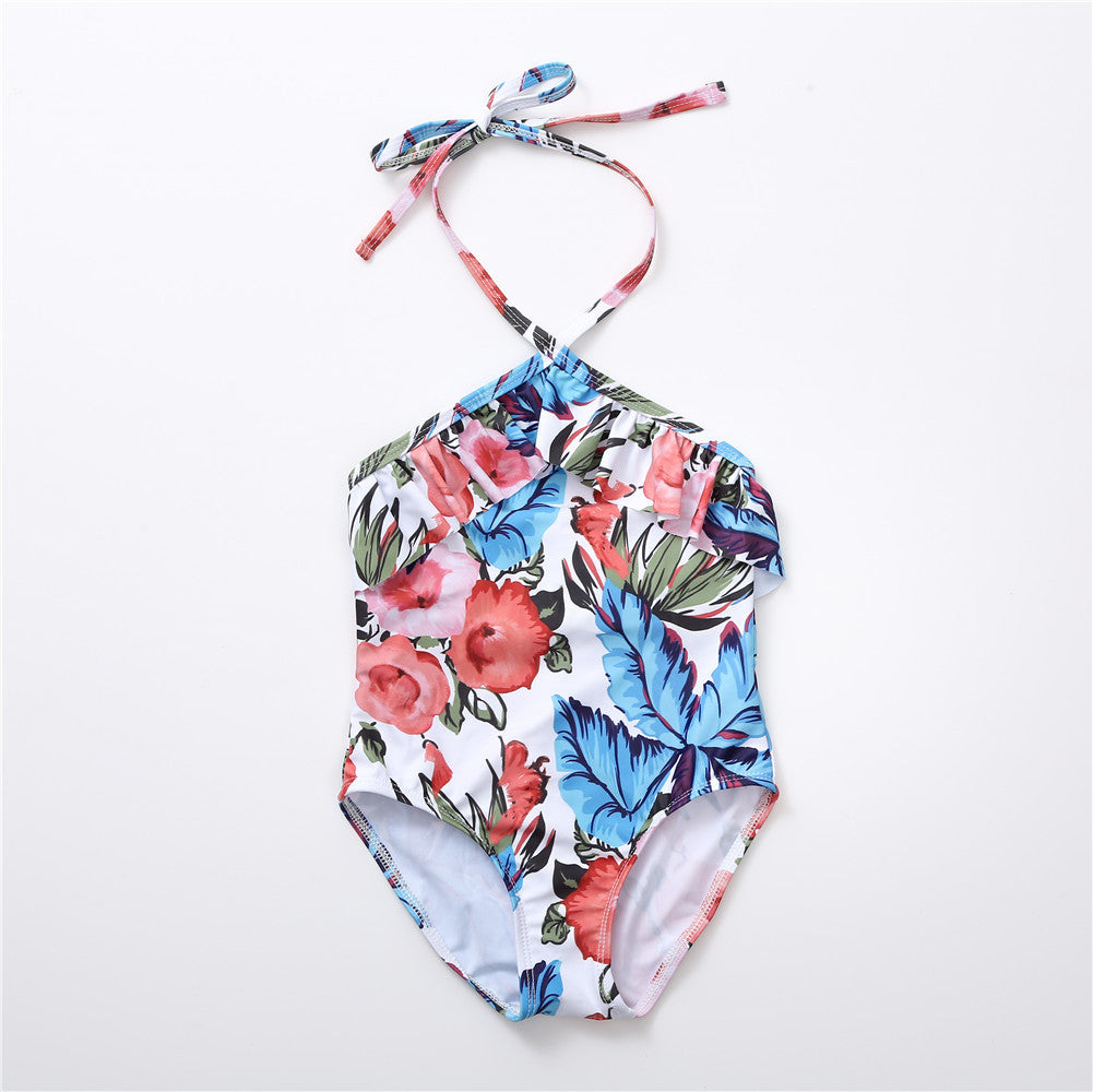 Wholesale Printed Ruffle Polyester Parent-child Swimwear