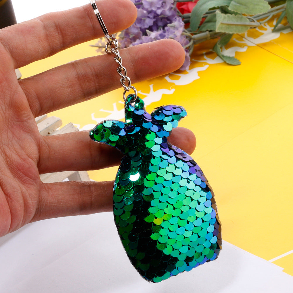 Wholesale Sequined Pineapple Metal Keychains