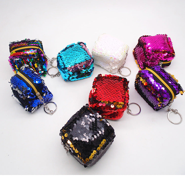 Wholesale Square Sequin Coin Purse Keychain