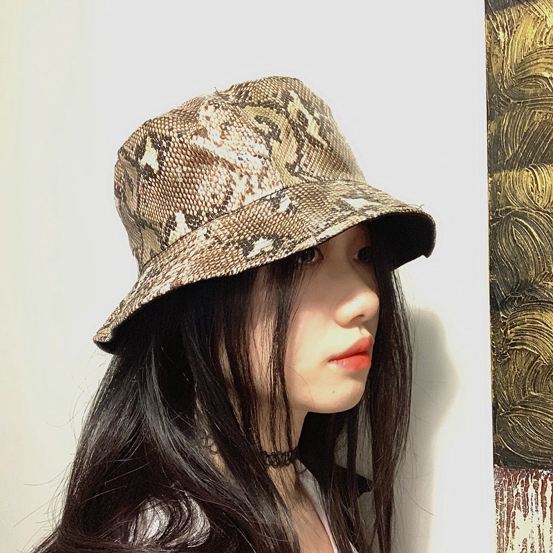 Venta al por mayor PU Serpiente Patrón Cubo Sombrero