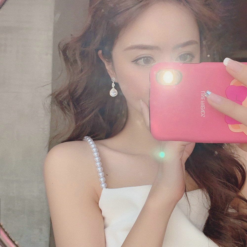 Wholesale Plated 18K Pearl Tassel Earrings Zircon