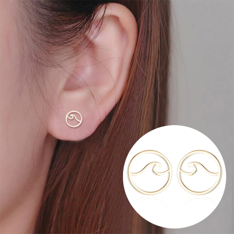 Wholesale Stainless Steel Round Hollow Wave Ear Studs