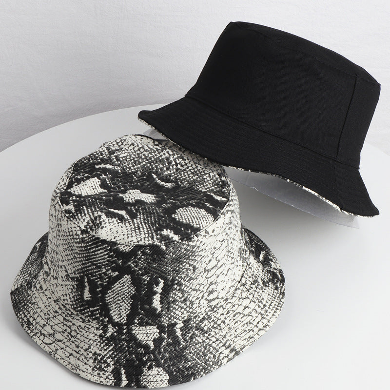 Venta al por mayor Sombrero de cubo de piel de serpiente reversible de algodón