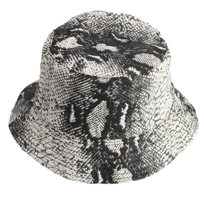 Venta al por mayor Sombrero de cubo de piel de serpiente reversible de algodón