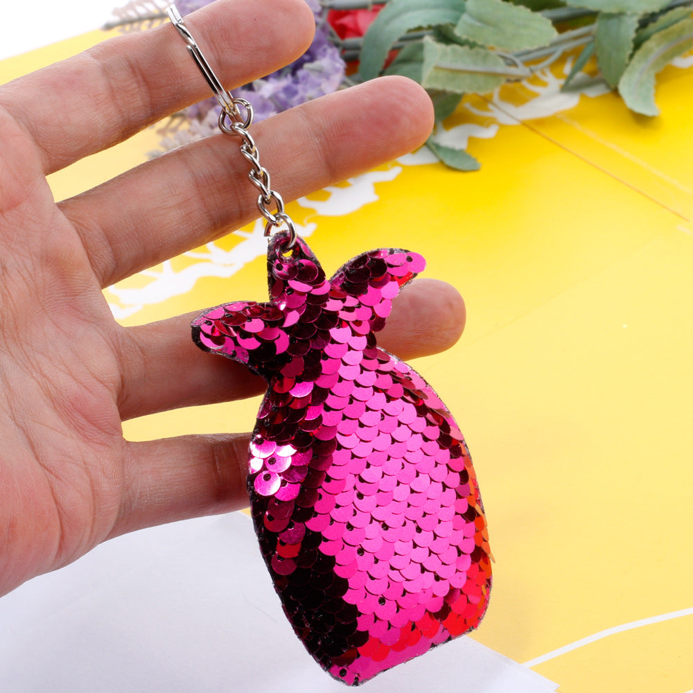 Wholesale Sequined Pineapple Metal Keychains