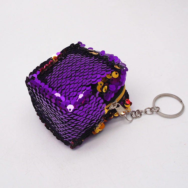 Wholesale Square Sequin Coin Purse Keychain