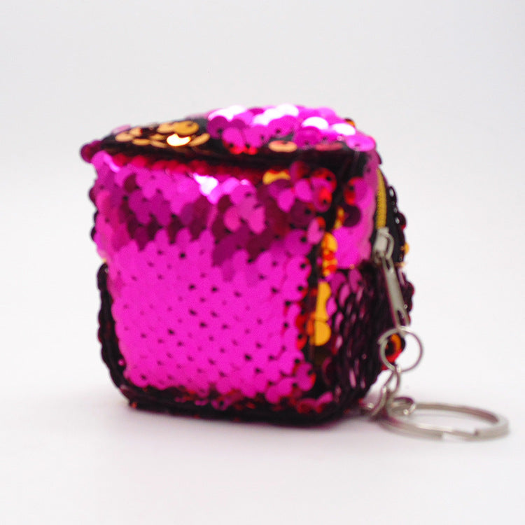 Wholesale Square Sequin Coin Purse Keychain