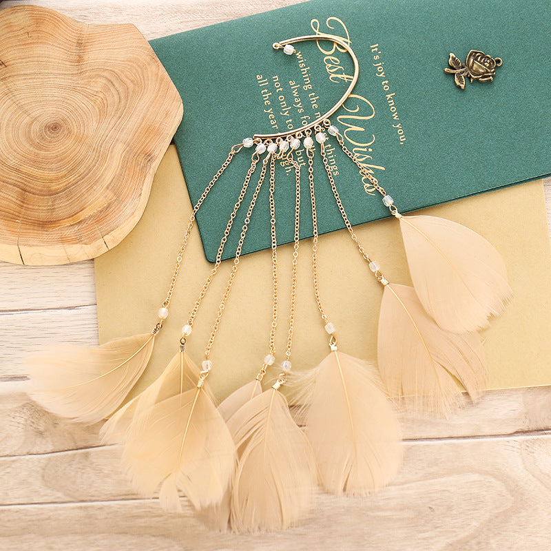 Wholesale Exaggerated White Feather Alloy Earrings