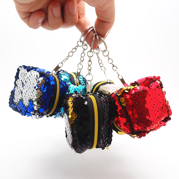 Wholesale Square Sequin Coin Purse Keychain