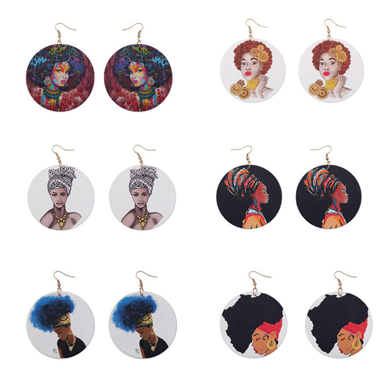 Wholesale African Figurines Wooden Earrings