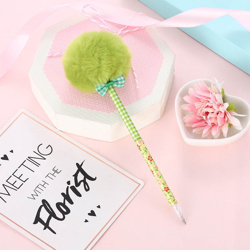 Wholesale Leopard Print Fur Ball Plastic Ballpoint Pen