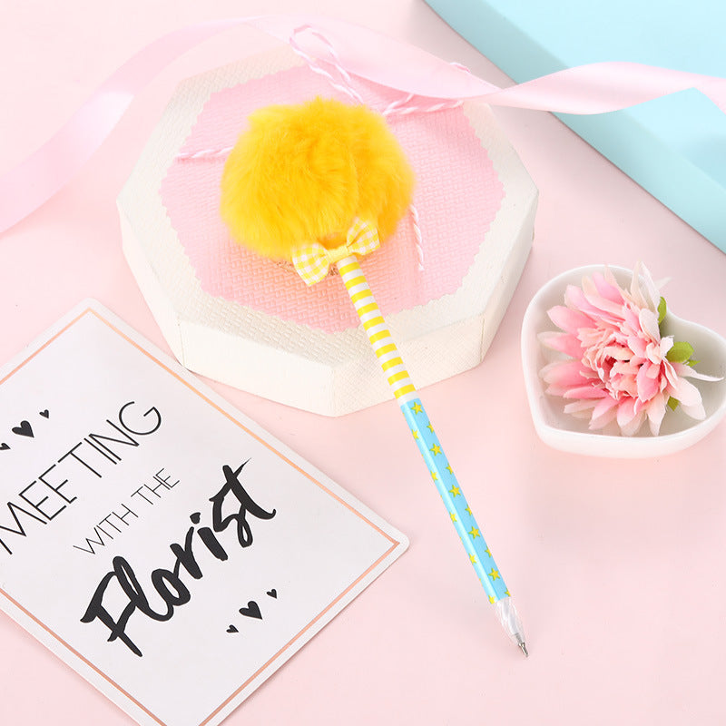 Wholesale Leopard Print Fur Ball Plastic Ballpoint Pen