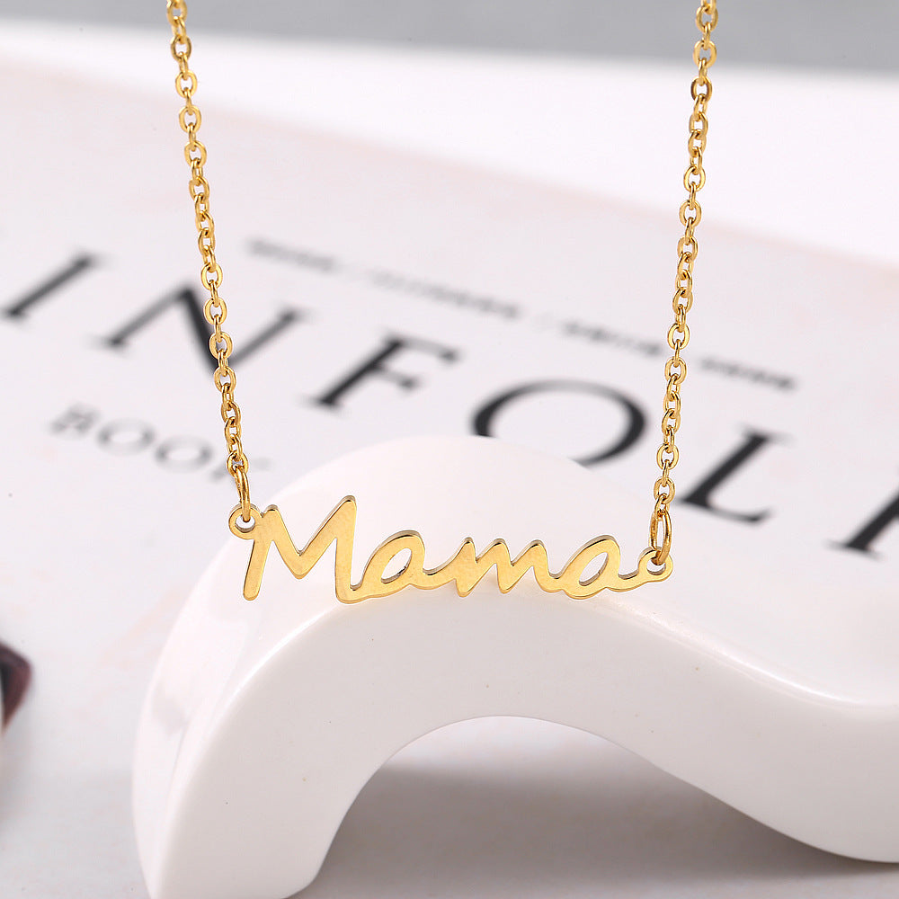 Wholesale Mama Mother's Day Titanium Steel Necklace Set