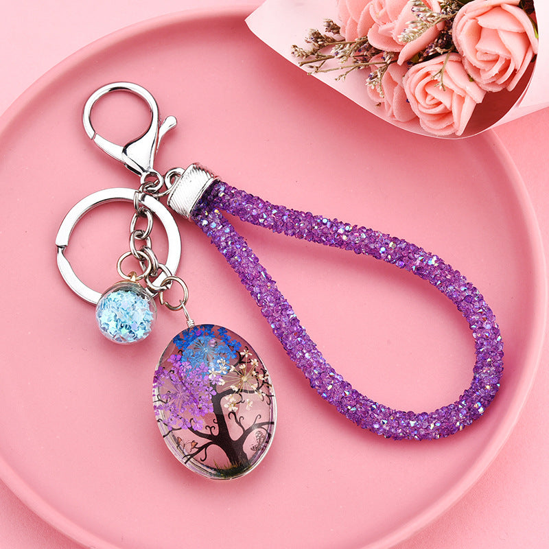 Wholesale Glass Dried Flower Plant Butterfly Creative Keychain