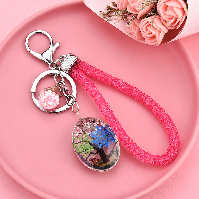 Wholesale Glass Dried Flower Plant Butterfly Creative Keychain
