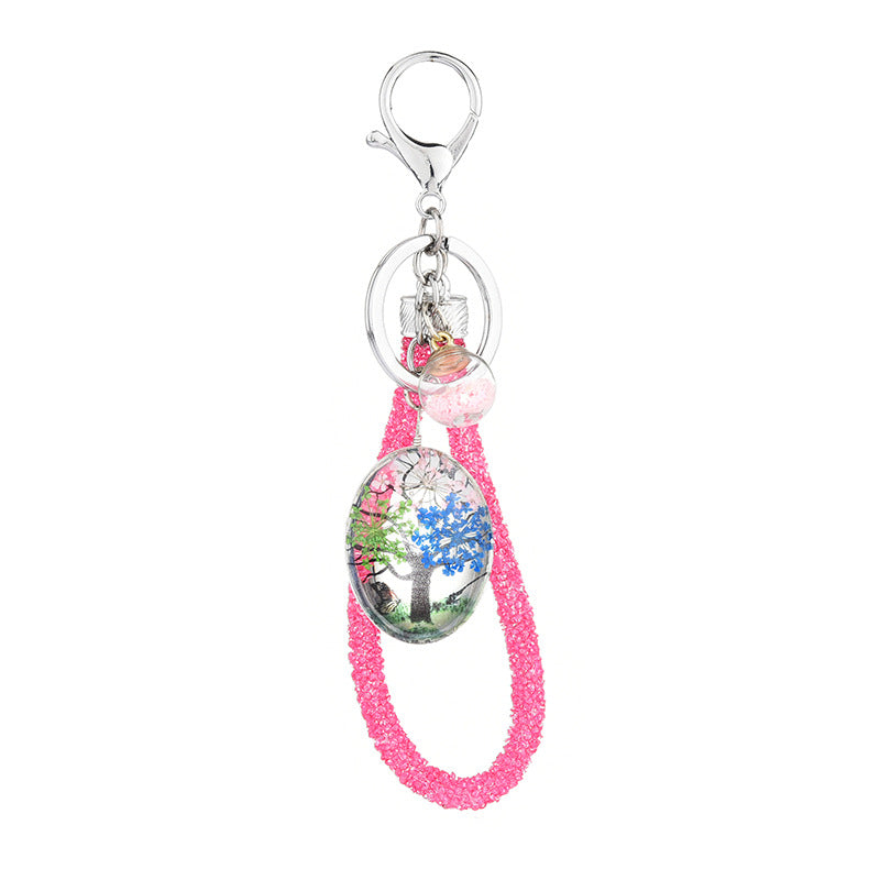 Wholesale Glass Dried Flower Plant Butterfly Creative Keychain