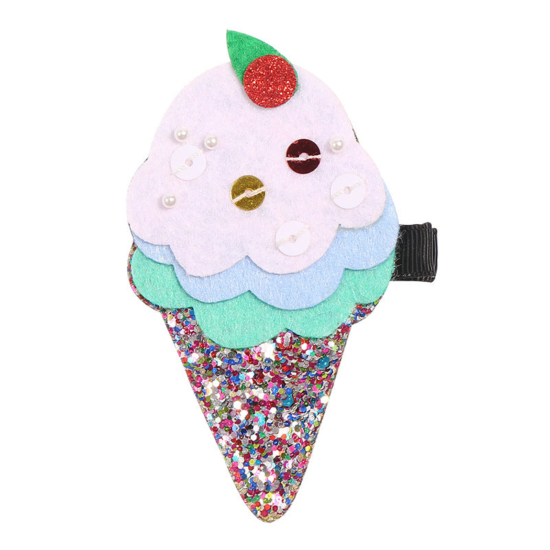 Wholesale Ice Cream Cones Cloth Hair Clips