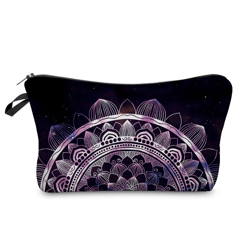 Wholesale Dacron Datura Printed Pattern Cosmetic Storage Bag