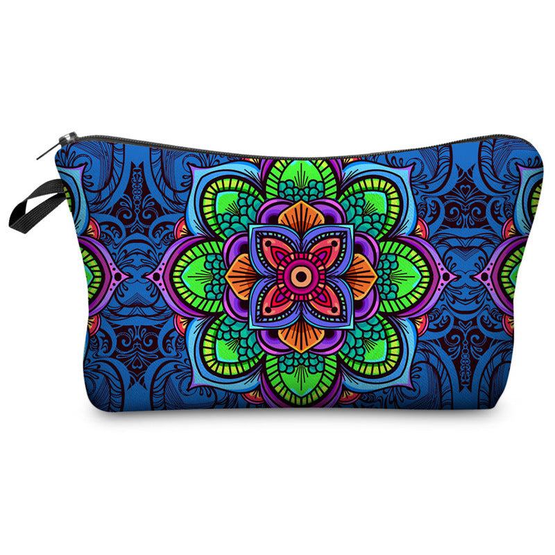 Wholesale Dacron Datura Printed Pattern Cosmetic Storage Bag