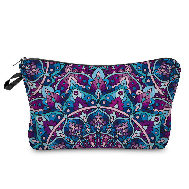 Wholesale Dacron Datura Printed Pattern Cosmetic Storage Bag