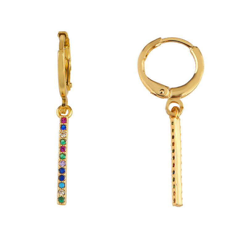 Wholesale Colored Diamond Cross Copper Earrings