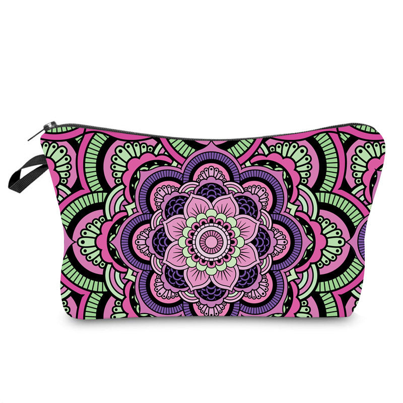 Wholesale Dacron Datura Printed Pattern Cosmetic Storage Bag
