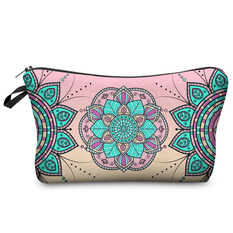 Wholesale Dacron Datura Printed Pattern Cosmetic Storage Bag