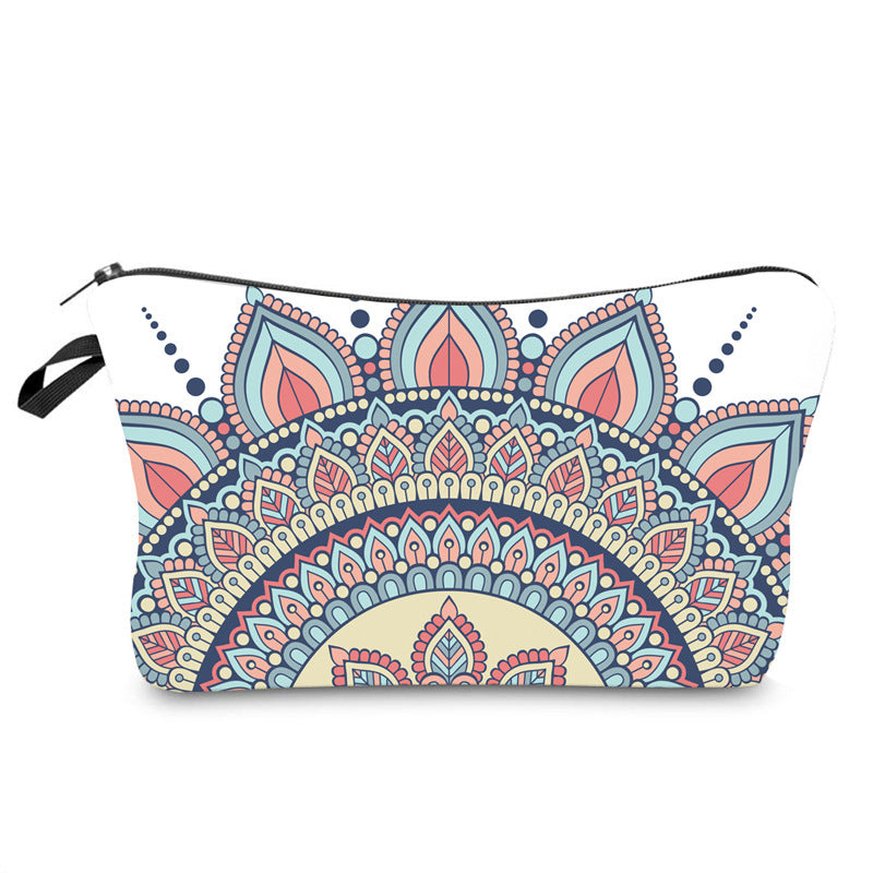 Wholesale Dacron Datura Printed Pattern Cosmetic Storage Bag
