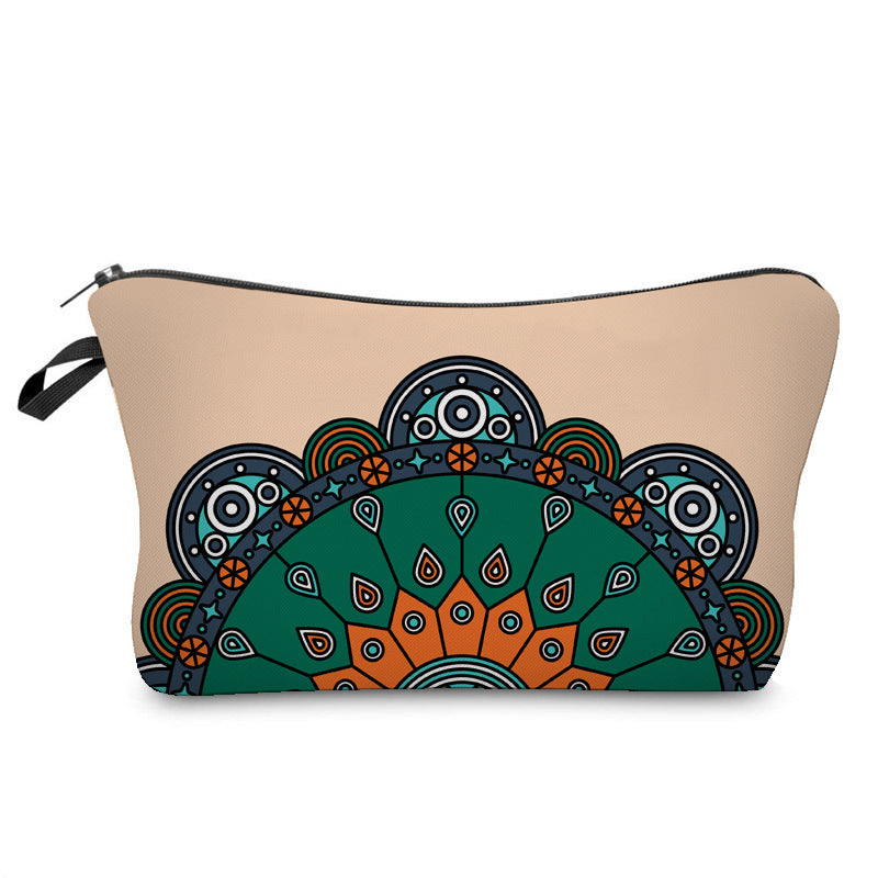 Wholesale Dacron Datura Printed Pattern Cosmetic Storage Bag