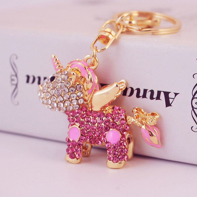 Wholesale Zinc Alloy Diamond Studded Unicorn Keychain