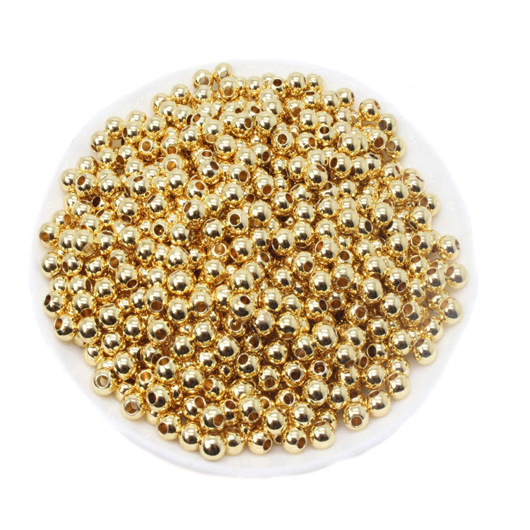 Wholesale 100PCS 3mm18K Gold Plated Copper Beads Hole 1.2mm
