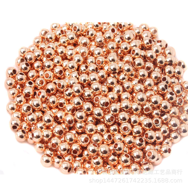 Wholesale 100PCS 3mm18K Gold Plated Copper Beads Hole 1.2mm