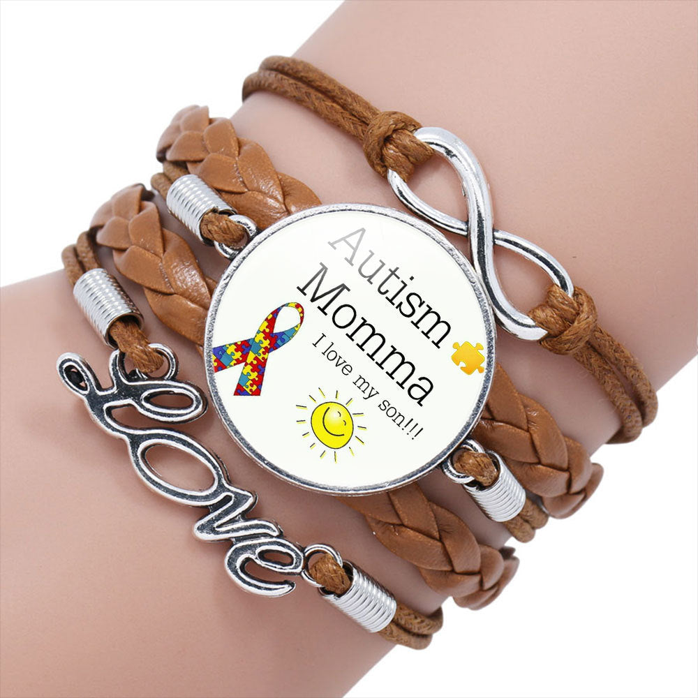 Wholesale AUTISM MOM Puzzle Alloy Bracelet
