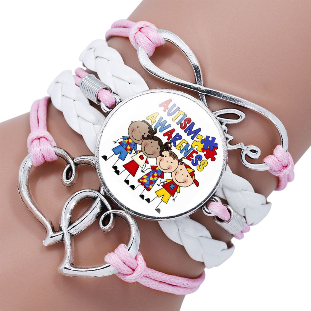 Wholesale AUTISM MOM Puzzle Alloy Bracelet