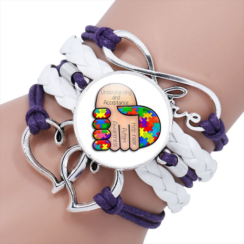 Wholesale AUTISM MOM Puzzle Alloy Bracelet