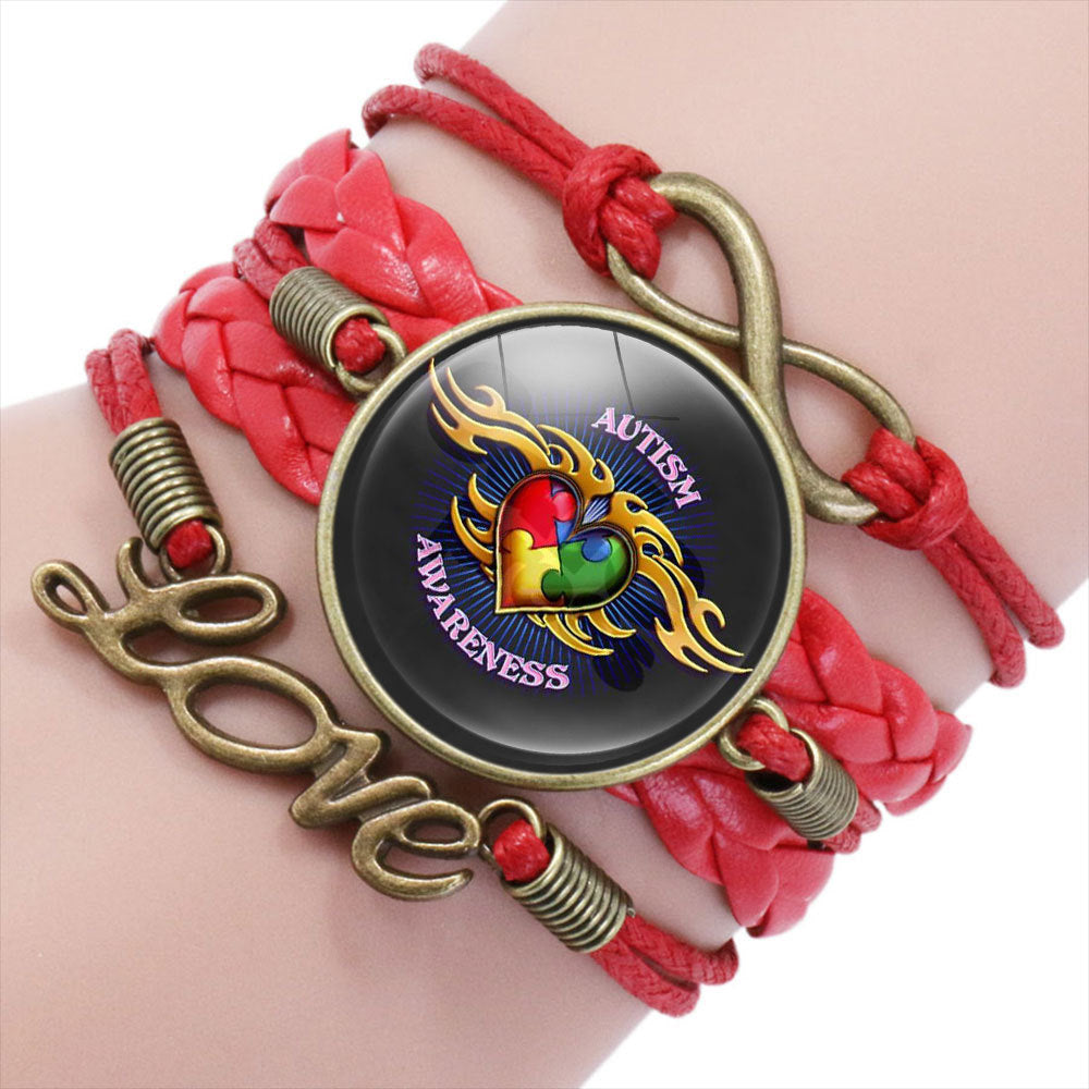 Wholesale AUTISM MOM Puzzle Alloy Bracelet