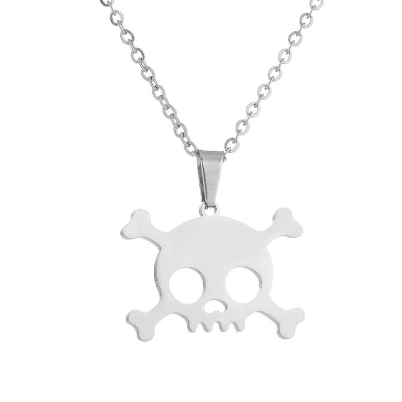 Wholesale Titanium Steel Skull Earring Necklace Three-piece Set