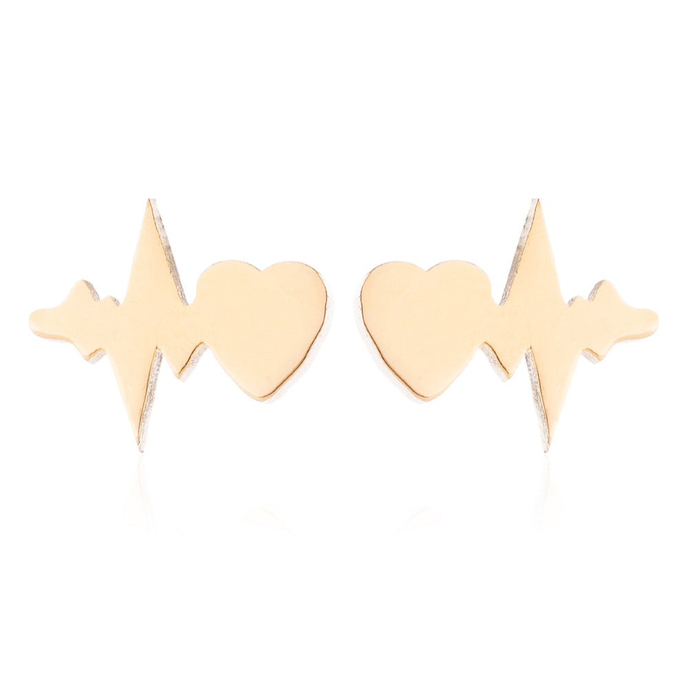 Wholesale Titanium Steel Geometric Love Earring Necklace Three-piece Set