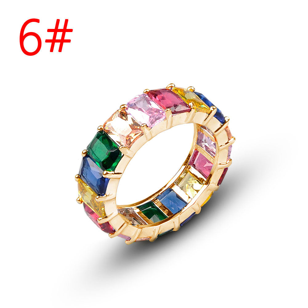 Wholesale Jewelry Colored Square Zirconia Copper Rings