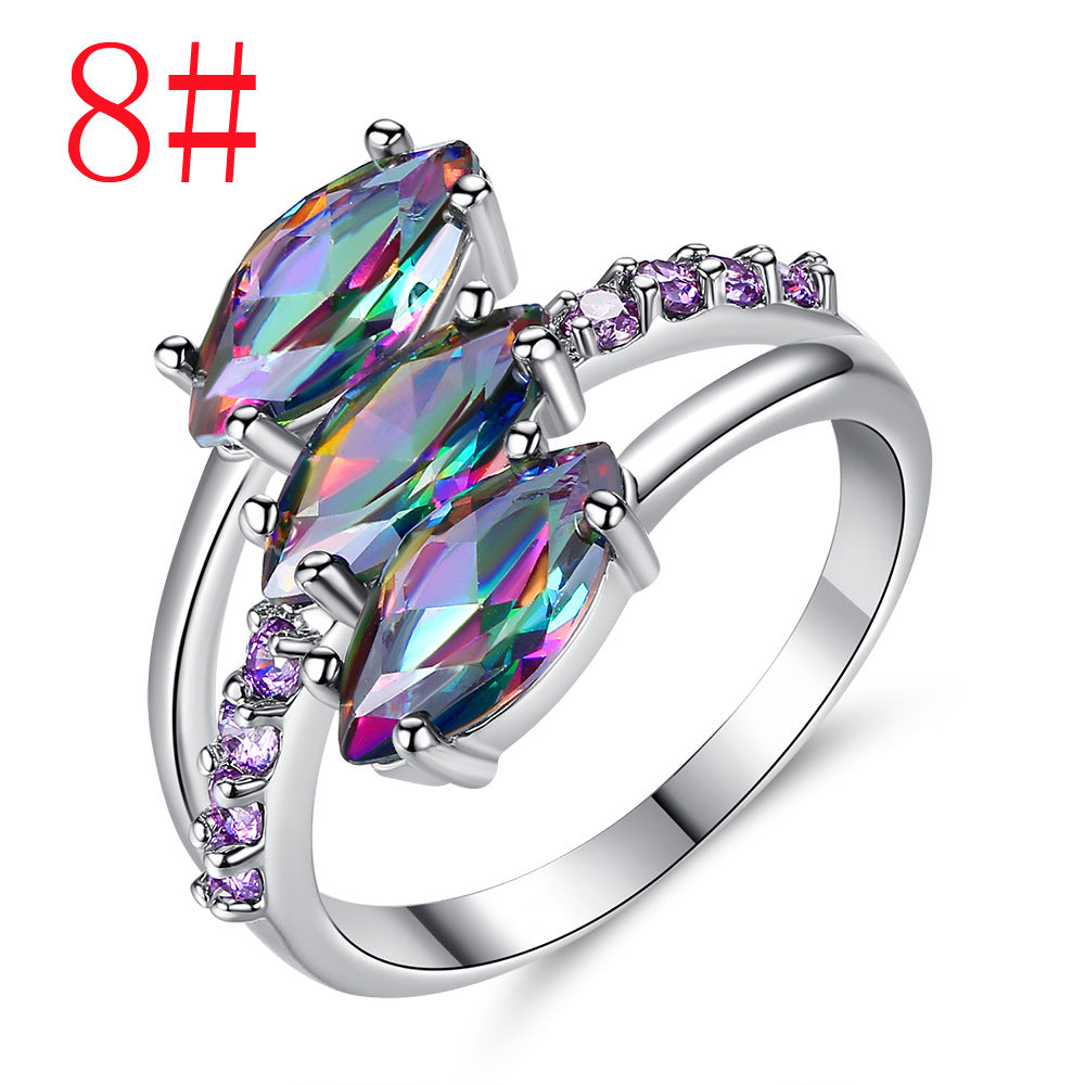 Wholesale Jewelry Triple Head Purple Oval Copper Rings