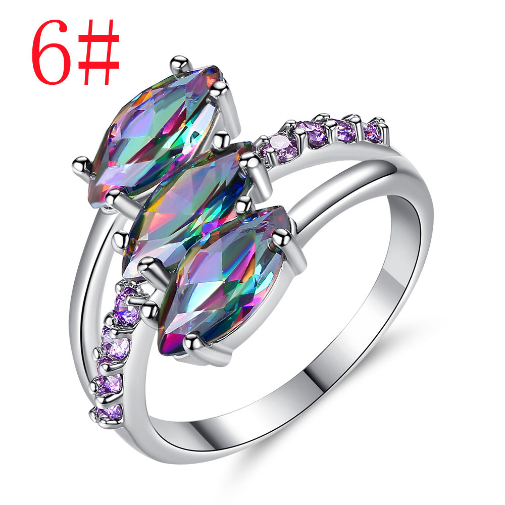 Wholesale Jewelry Triple Head Purple Oval Copper Rings